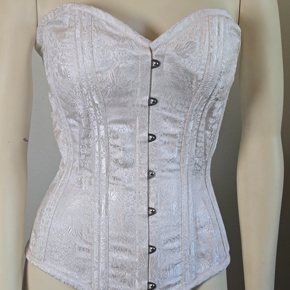 Vintage Dark Garden Silk Brocade Bridal Corset 24" Waist